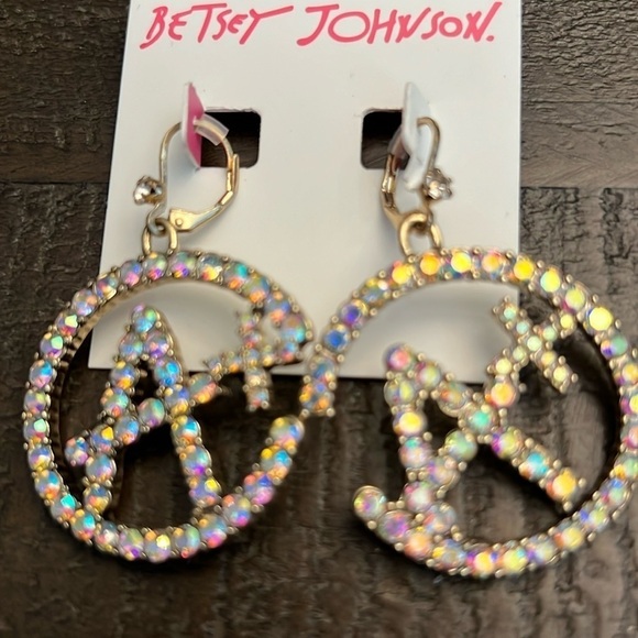 Betsey Johnson A+ Rhinestone Dangle Earrings NEW - Picture 5 of 6